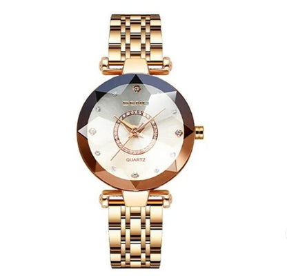 Diamond Shape Multicolour Dial and Rose Gold Strap Watch for Womens and Girls