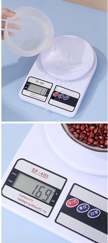 New Digital Kitchen Weighing Scale Portable Weighting Machine For Home Food Weight Machine Lcd Black Display Measuring Cooking Vegetable Fruit Food Weighing Machine (10 Kg_White)