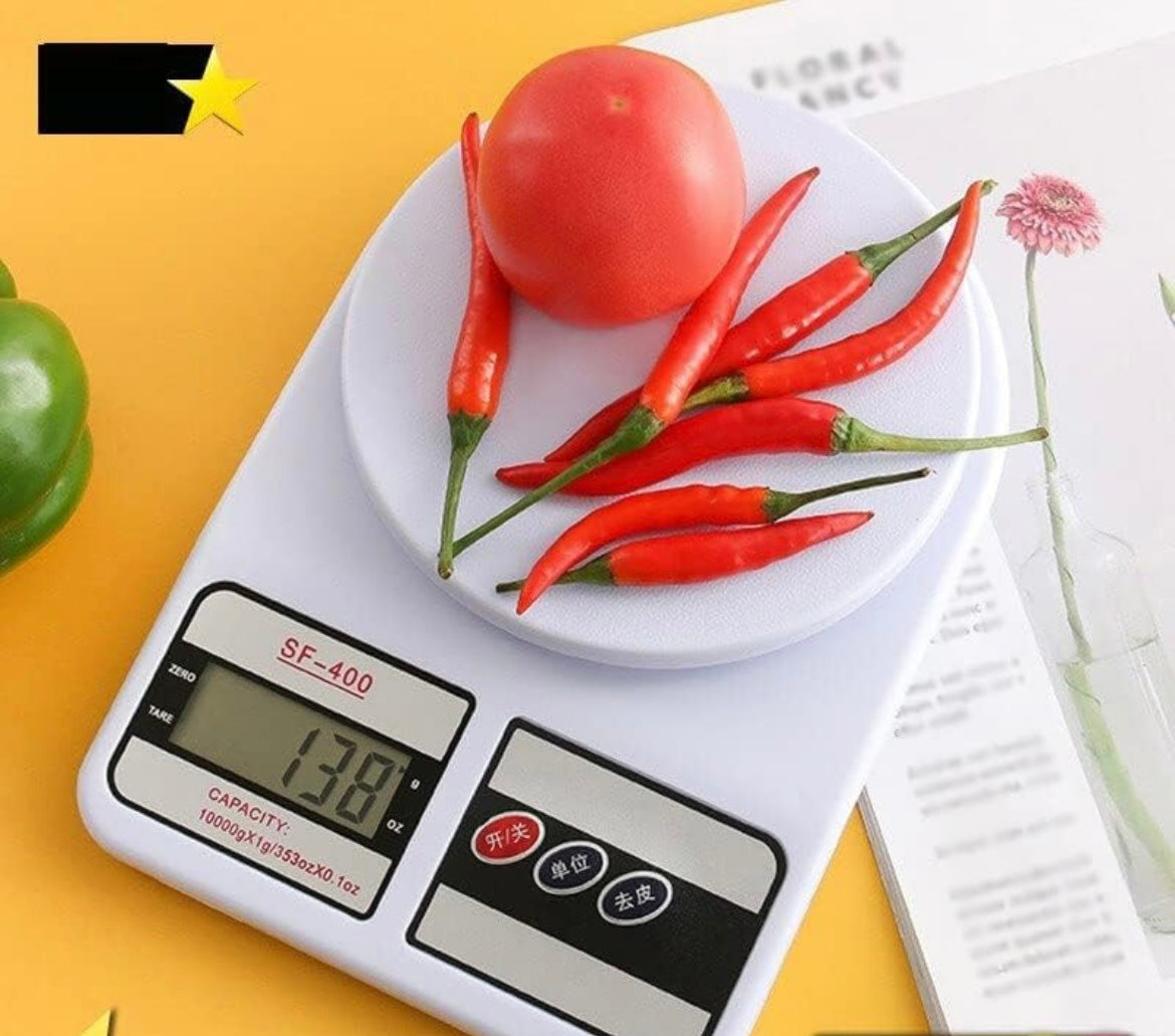 New Digital Kitchen Weighing Scale Portable Weighting Machine For Home Food Weight Machine Lcd Black Display Measuring Cooking Vegetable Fruit Food Weighing Machine (10 Kg_White)