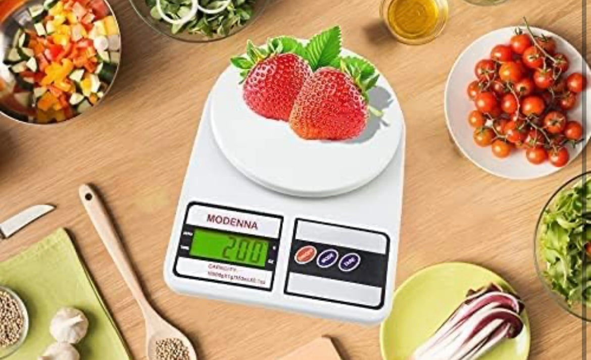 New Digital Kitchen Weighing Scale Portable Weighting Machine For Home Food Weight Machine Lcd Black Display Measuring Cooking Vegetable Fruit Food Weighing Machine (10 Kg_White)