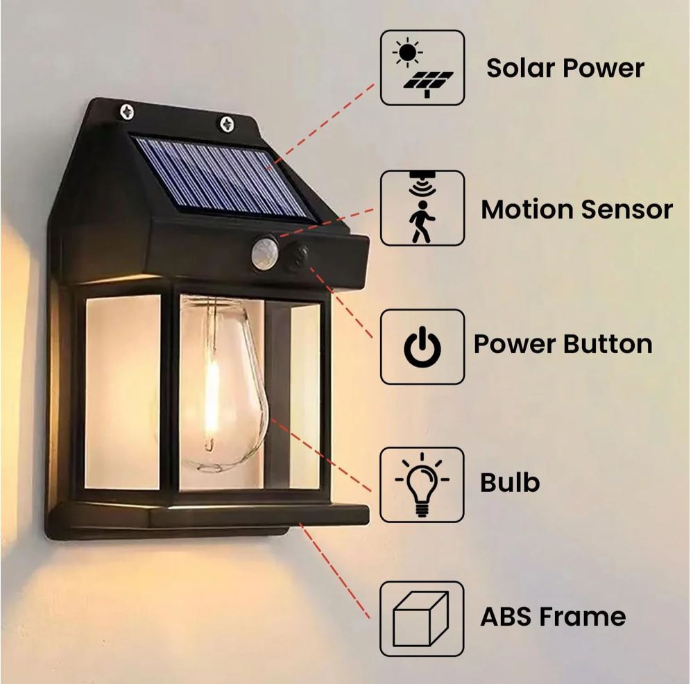 Solar Wall Lights Outdoor Motion Sensor Auto Chargeable Exterior LED Sconce Front Porch Security Lamps waterproof for Patio Garden.