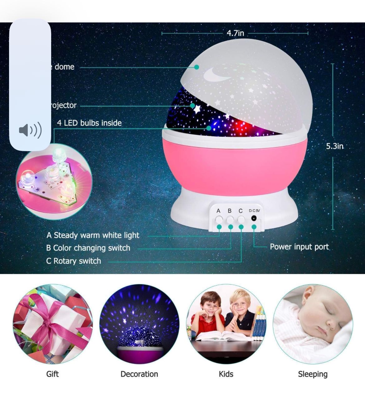 STAR MAKER DREAM ROTATING PROJECTION LAMP