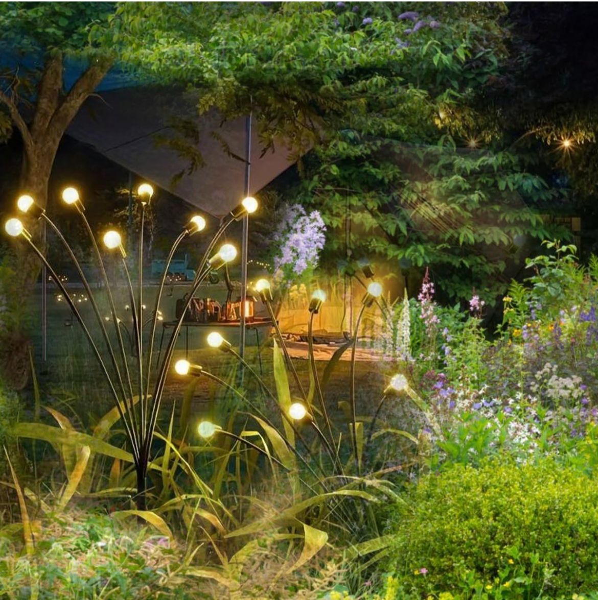 Firefly Outdoor Solar Lights | 8 Led | , Warm Garden Light | Outdoor Decoration | Waterproof | Path Lights For Pots,