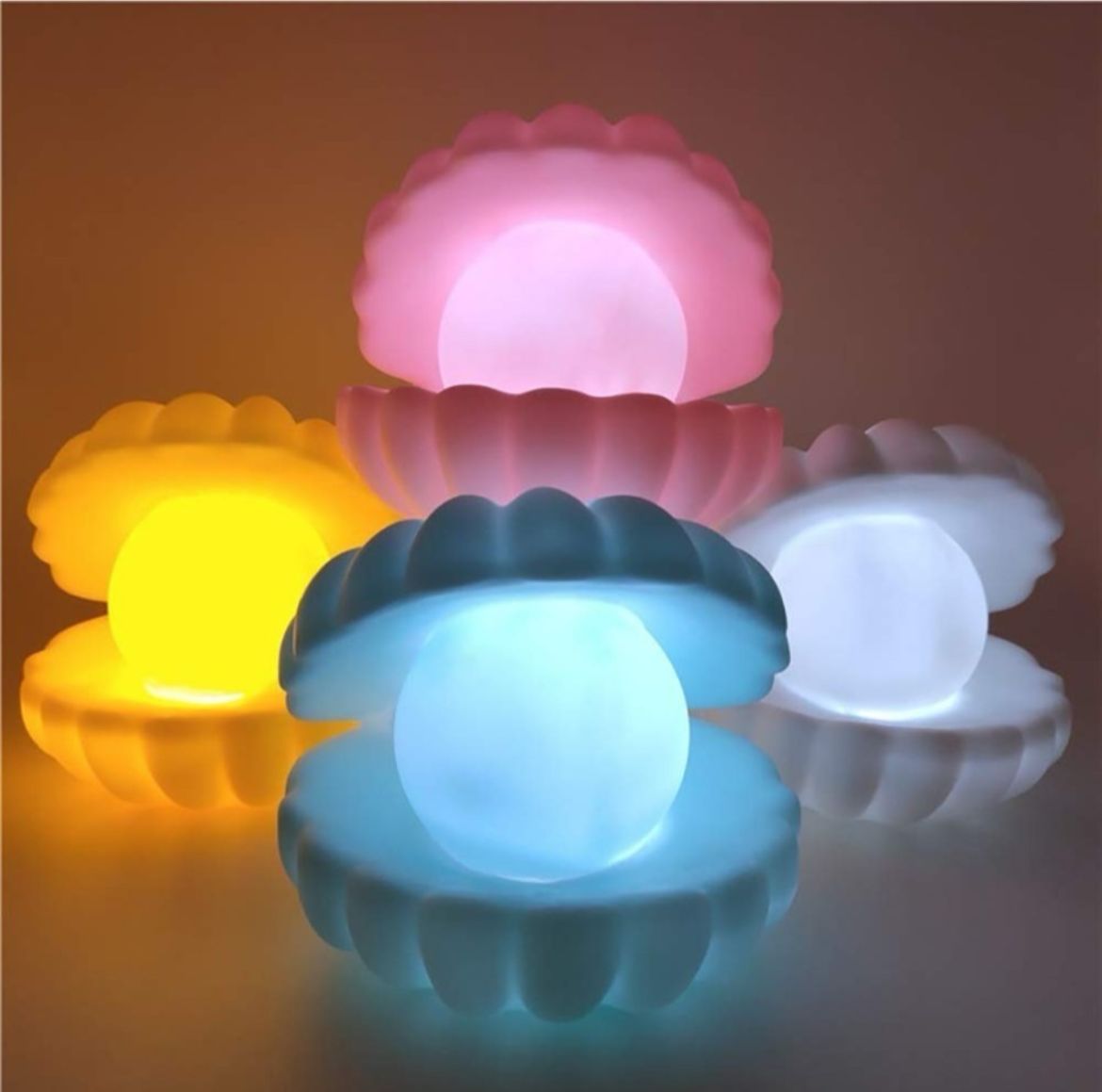 Pearl Shell Night Lamp Decorate Desk Lights Nursery Toy Lamp Led Pearl Shell Night Lights for Bedroom & Home (Small Battery Operated)