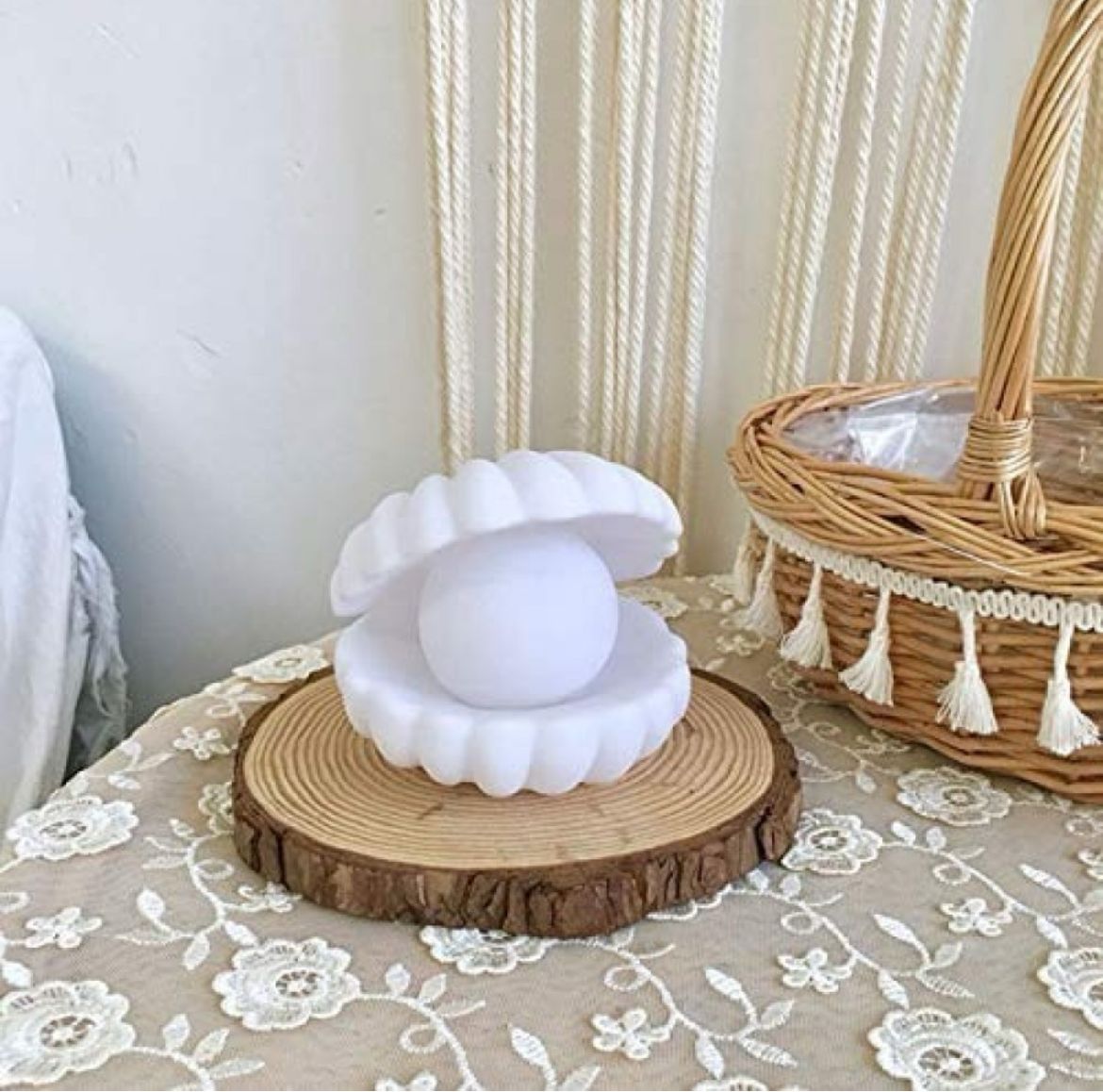 Pearl Shell Night Lamp Decorate Desk Lights Nursery Toy Lamp Led Pearl Shell Night Lights for Bedroom & Home (Small Battery Operated)