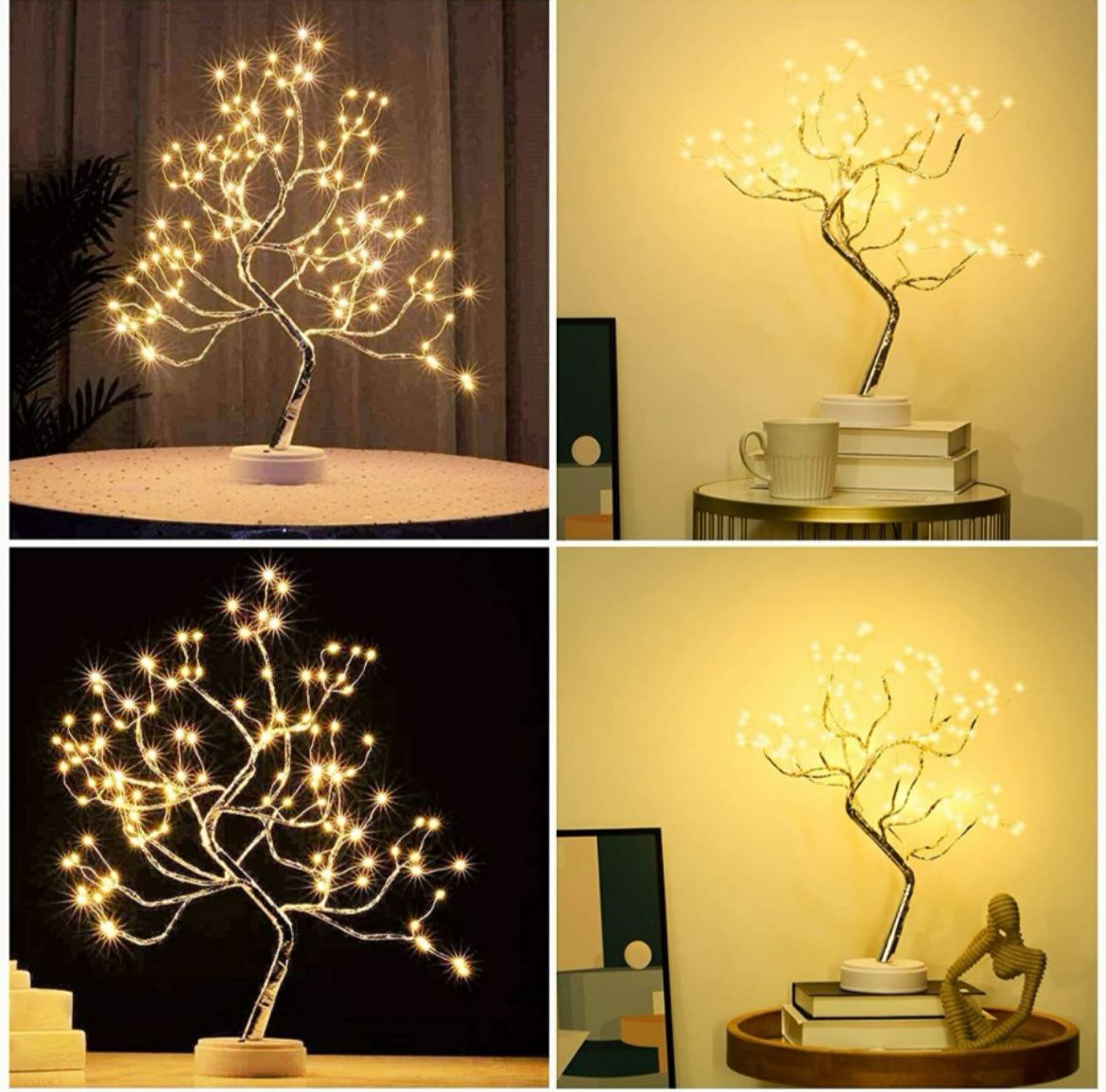 Bonsai Led Desk Tree Lamp, Desk Table Decor Fairy LED Lights for Home,Bedroom, Indoor,Wedding Party,Decoration Touch Switch Battery Powered or USB Adapter (Fairy Tree Lamp)