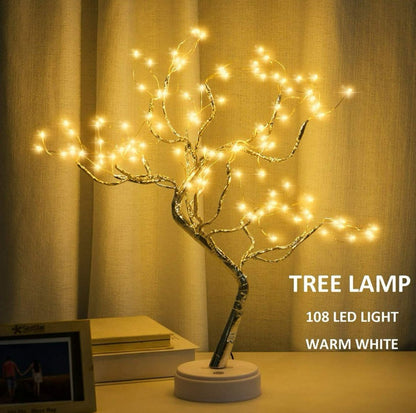 Bonsai Led Desk Tree Lamp, Desk Table Decor Fairy LED Lights for Home,Bedroom, Indoor,Wedding Party,Decoration Touch Switch Battery Powered or USB Adapter (Fairy Tree Lamp)