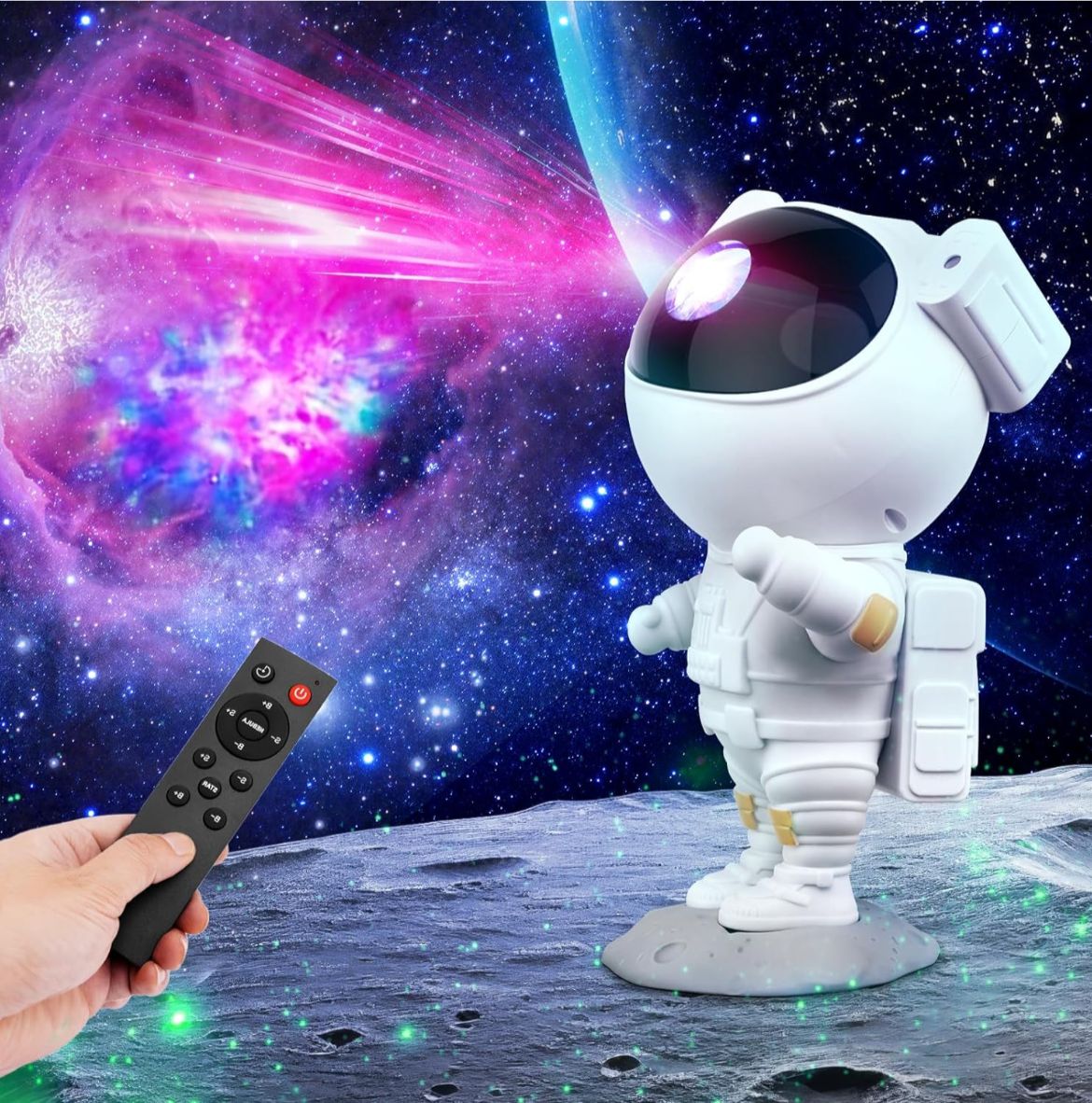 Astronaut Star Projector Night Light for Kids & Adults - Remote-Controlled Galaxy Projection with 360° Rotation, 7 Stellar Modes, Timer & Sleep Functions for Kids and Adults