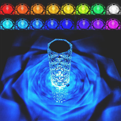 Crystal Lamp, Color Changing Rose Crystal Diamond Table Lamp, USB Rechargeable Led Strip Lighting Touch Bedside Lamp Night Light with Remote Control